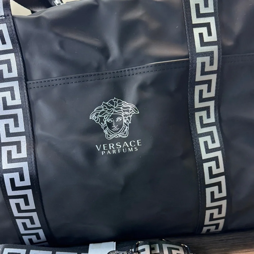 Versace Black and Gray Duffel Bag travel bag/ gym bag
